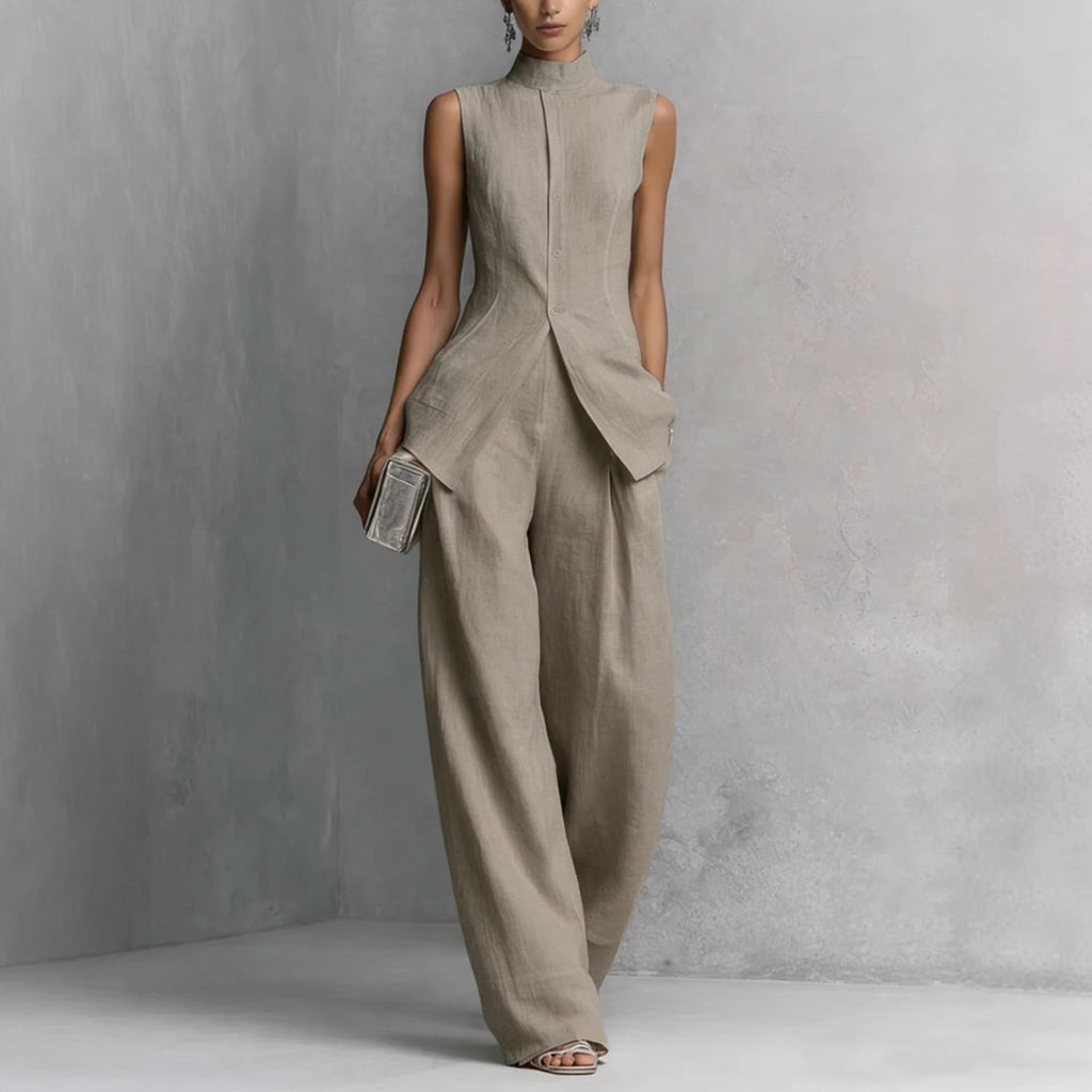 Women's Solid Color Sleeveless Top & Long Pants Two-Piece Set – 4 Colors XS–XXL