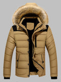 Men's Plus Size Padded Fur Hood Puffer Jacket