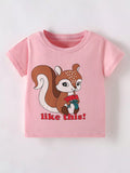 Children's Cute Squirrel Graphic Short Sleeve T-Shirt