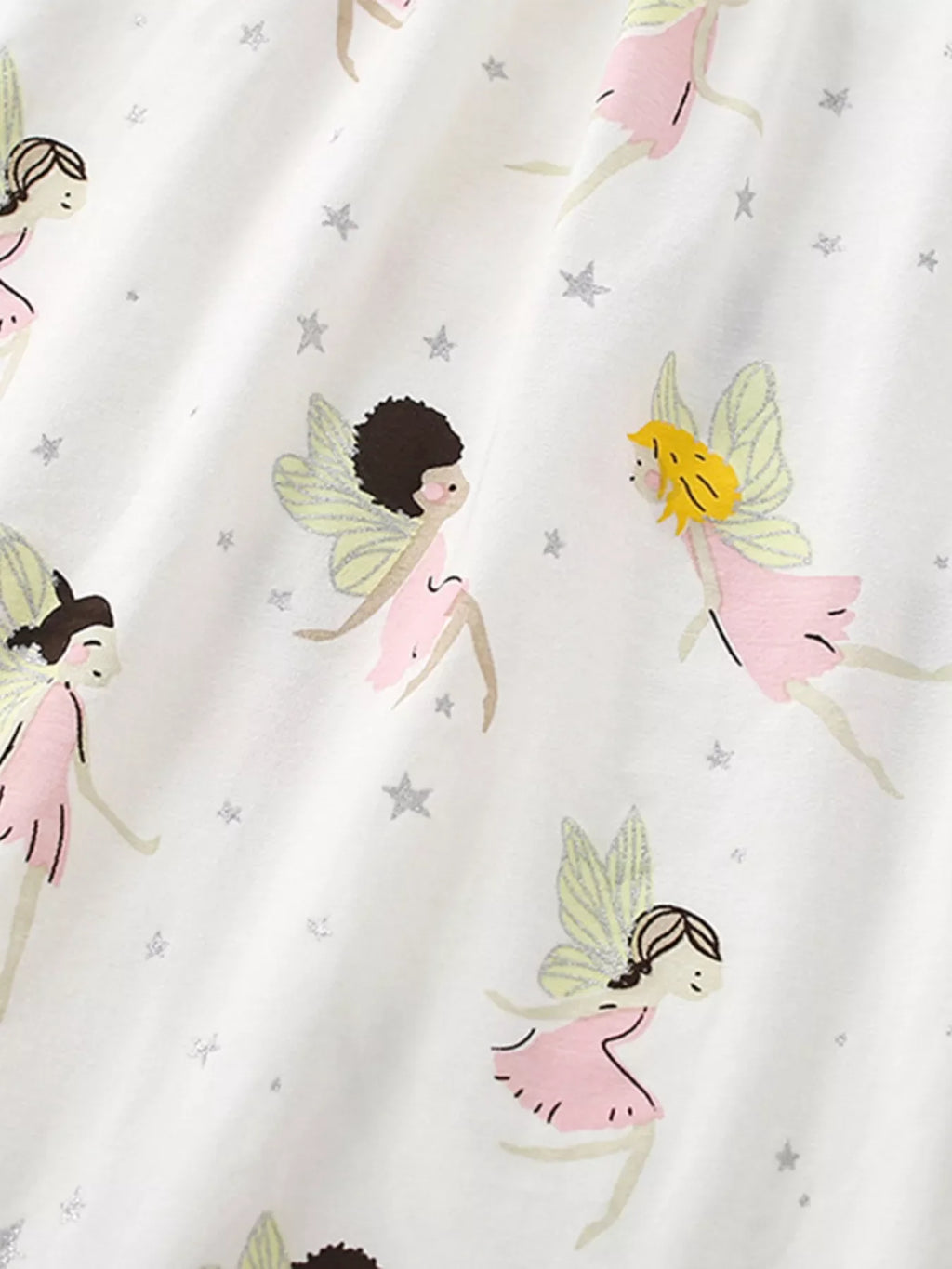 Children's Fairy Print Peter Pan Collar Puff Sleeve Dress