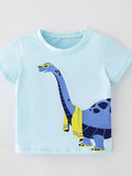 Children's Dinosaur Graphic Round Neck T-Shirt