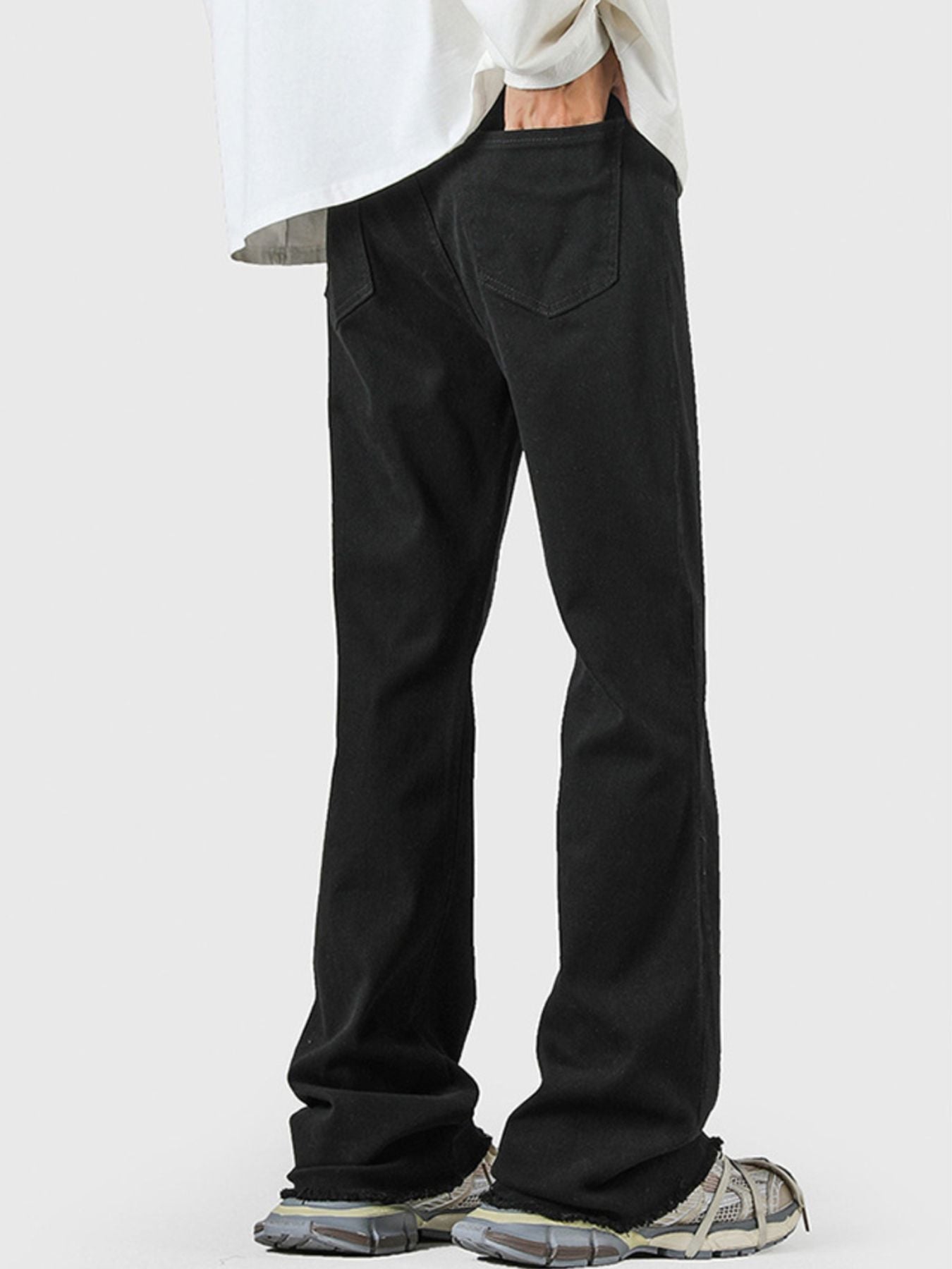 Men's Full Size Raw Hem Flare Jeans Plus Size