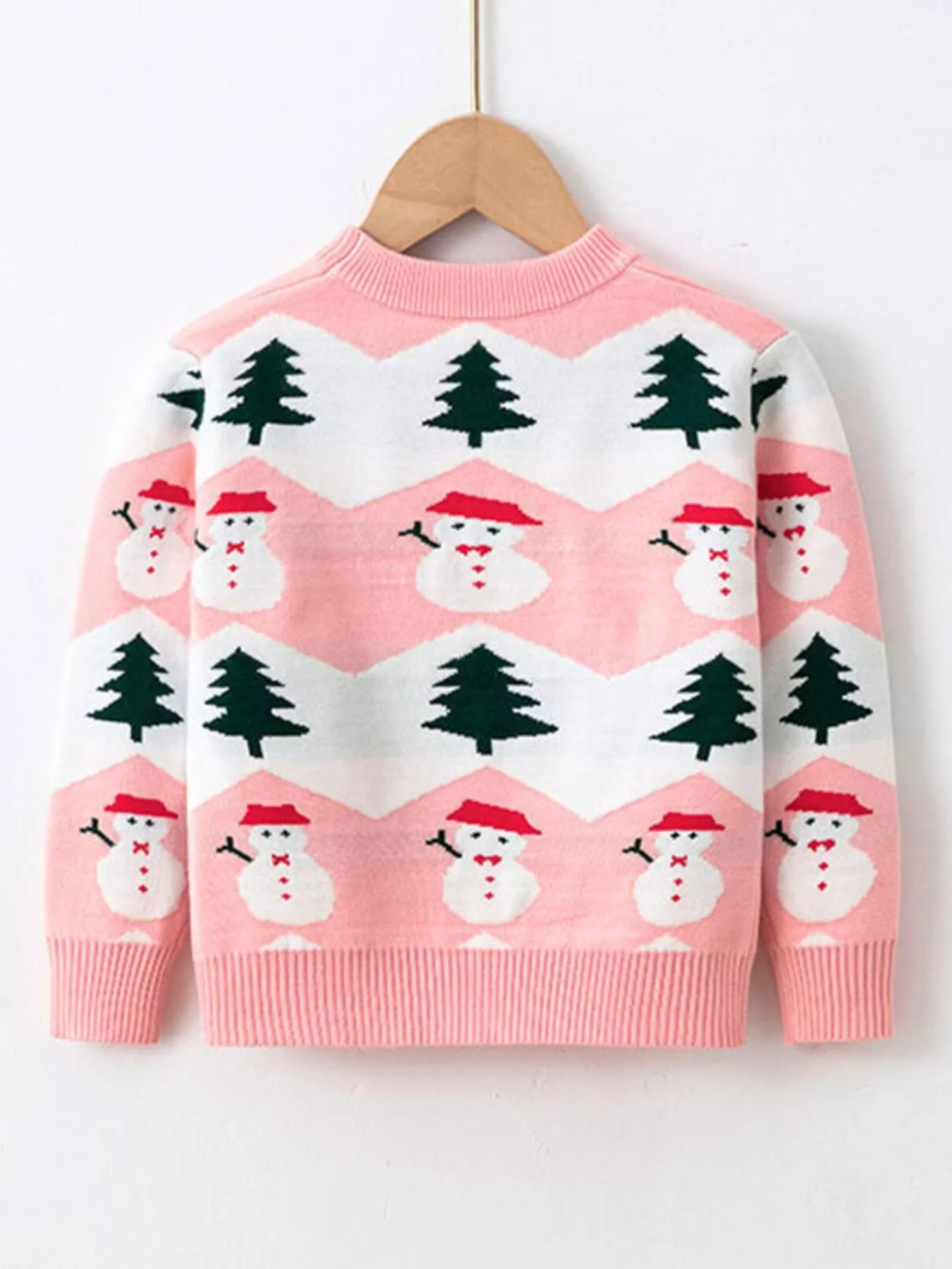 Children's Snowman & Tree Pattern Sweater