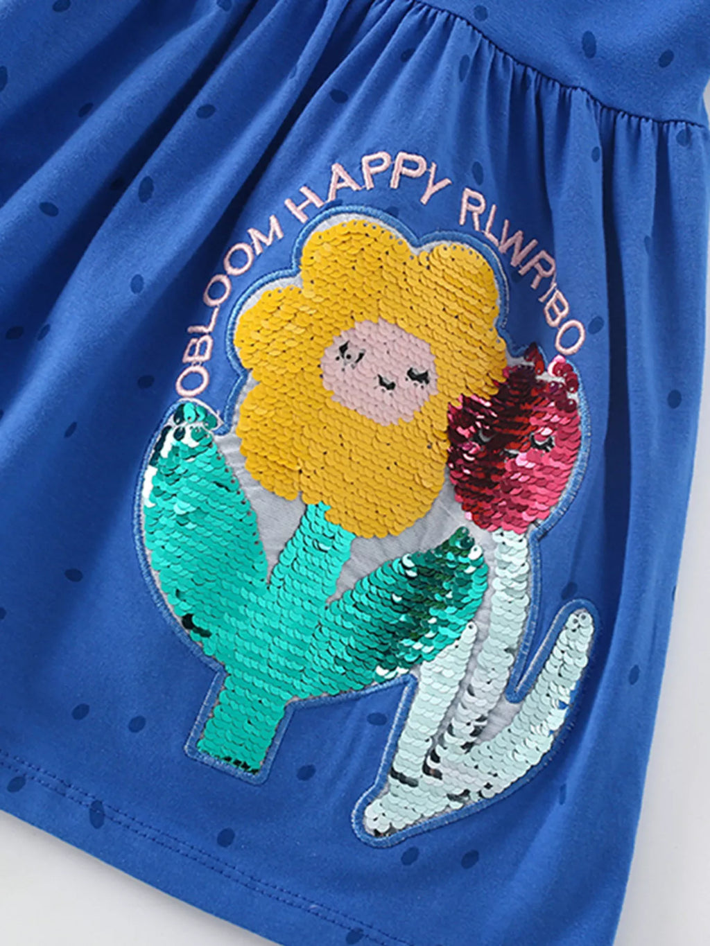 Children's Flower Sequin Short Sleeve Dress