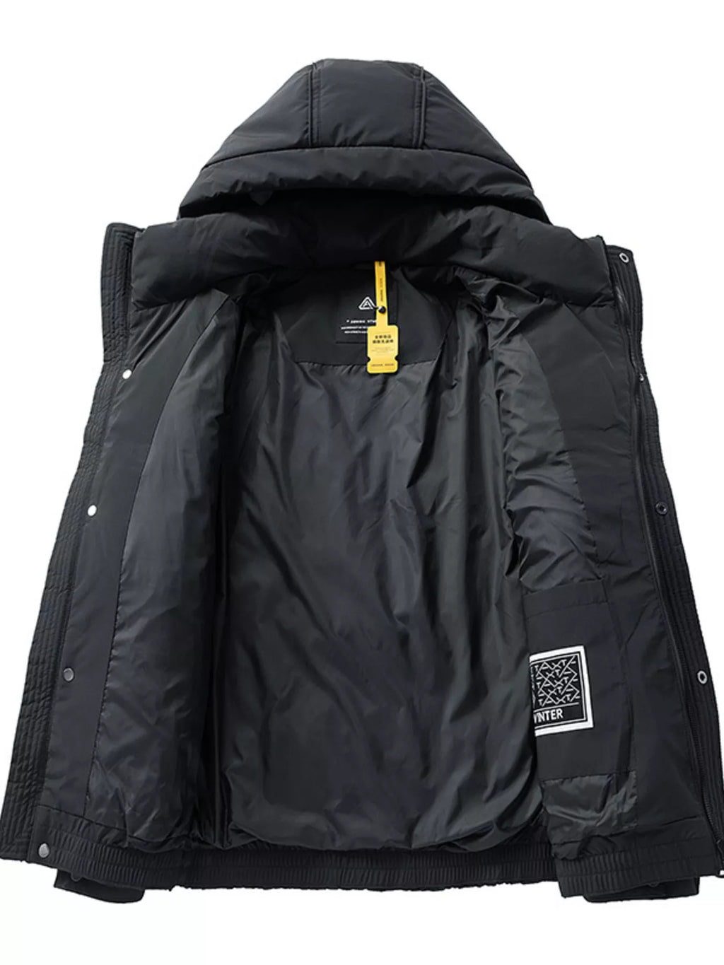 Men's Plus Size Snap Down Hooded Puffer Jacket