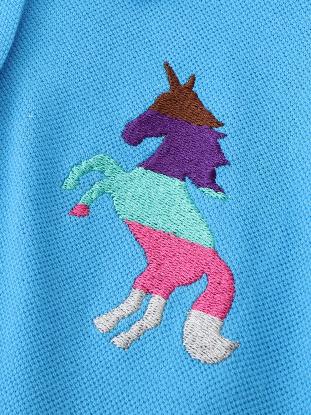 Children's Unicorn Embroidered Ruffled Polo Dress