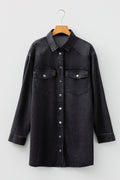 Medium Grey Beau Chest Pocket Raw Hem Denim Loose Shirt Dress