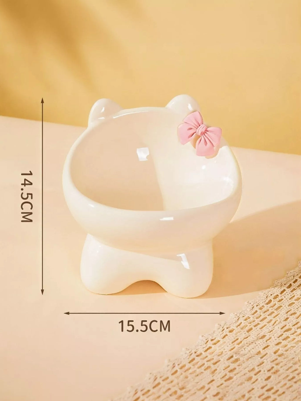 Ceramic Pet Bowl with Bowknot
