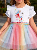 Children's Fairy Applique Rainbow Tulle Dress