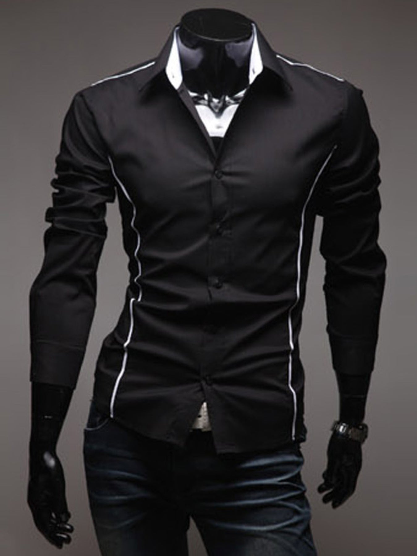 Men's Plus Size Slim Fit Long Sleeve Shirt