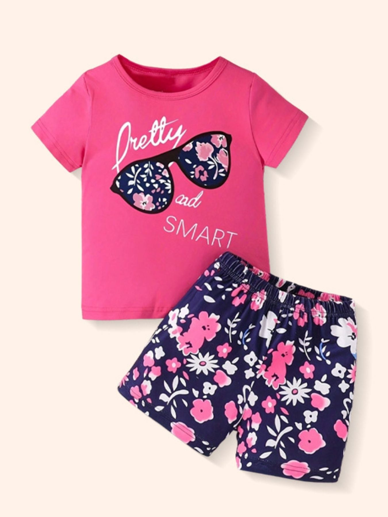 Children's Short Sleeve Tee and Floral Shorts Set