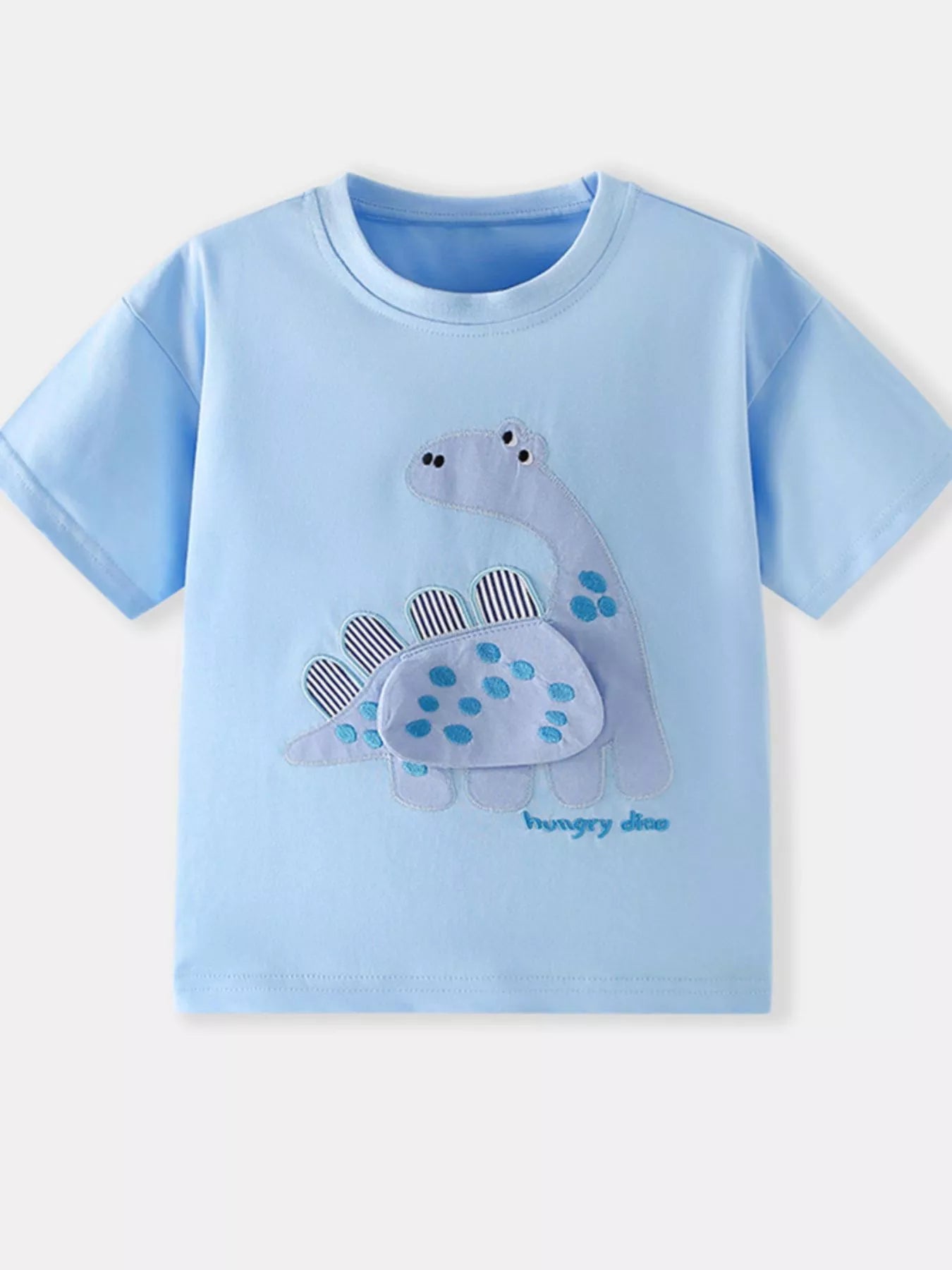 Children's Dinosaur Applique Short Sleeve T-Shirt