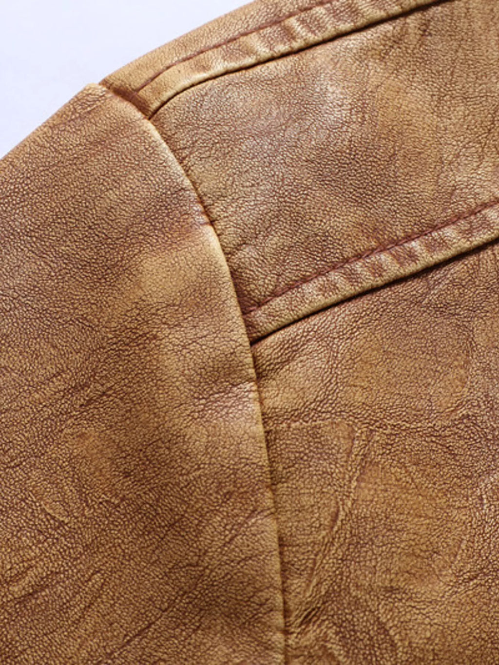Men's Full Size Faux Leather Sherpa Collar Jacket Plus Size