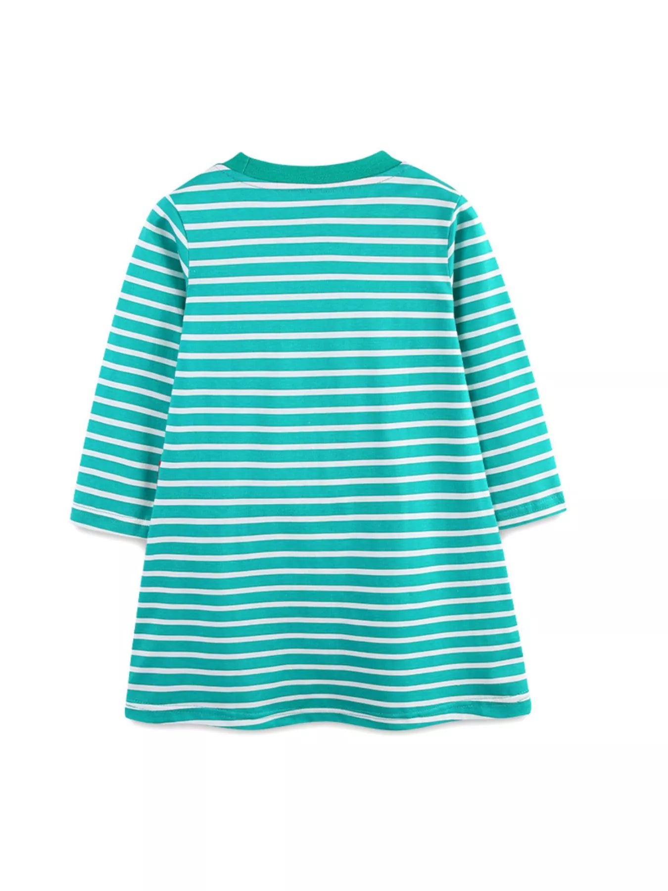 Children's Striped Bird Applique Long Sleeve Dress