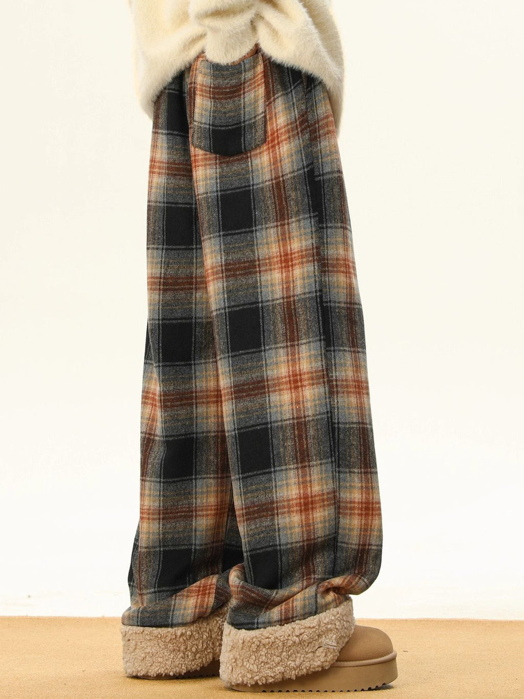 Men's Plus Size Plaid Wide Leg Pants