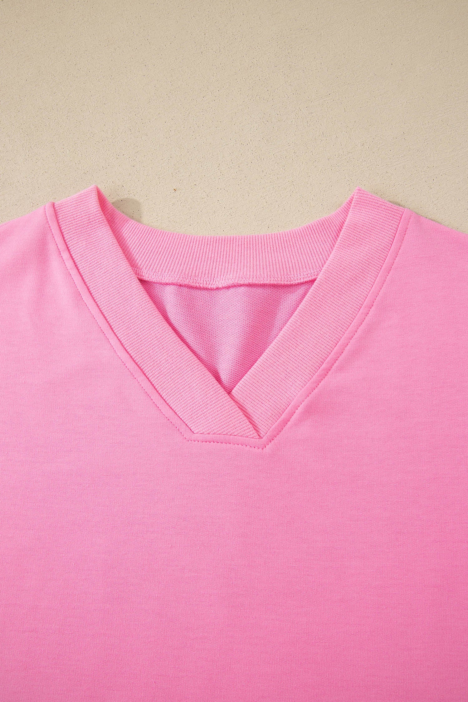 Sachet Pink V Neck Short Sleeve Top Drawstring Shorts 2pcs Set
