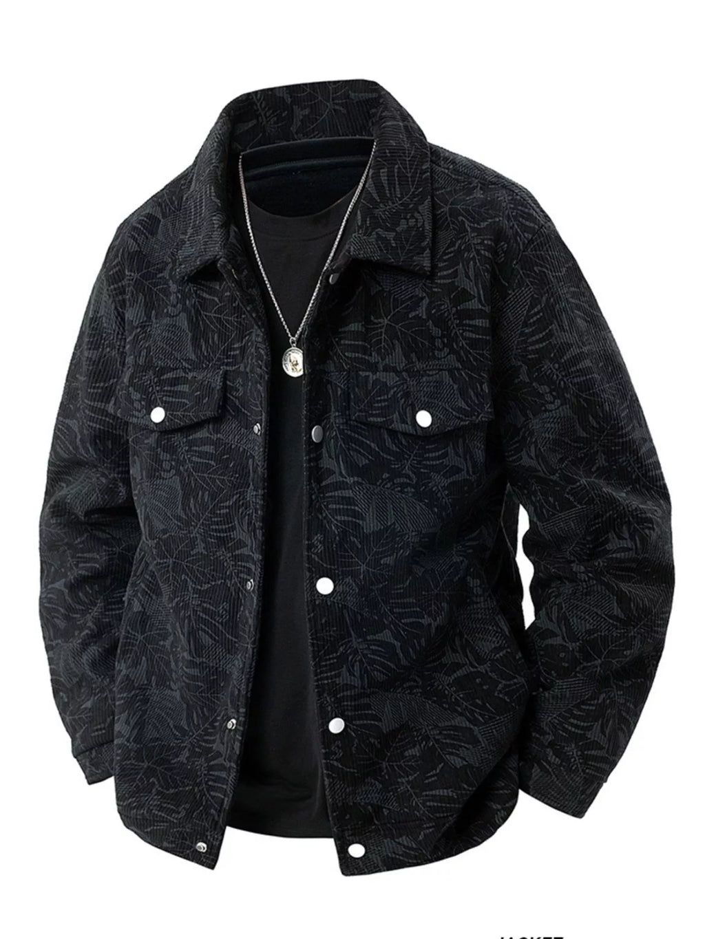 Men's Plus Size Corduroy Snap Down Casual Jacket