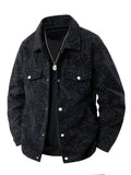 Men's Plus Size Corduroy Snap Down Casual Jacket