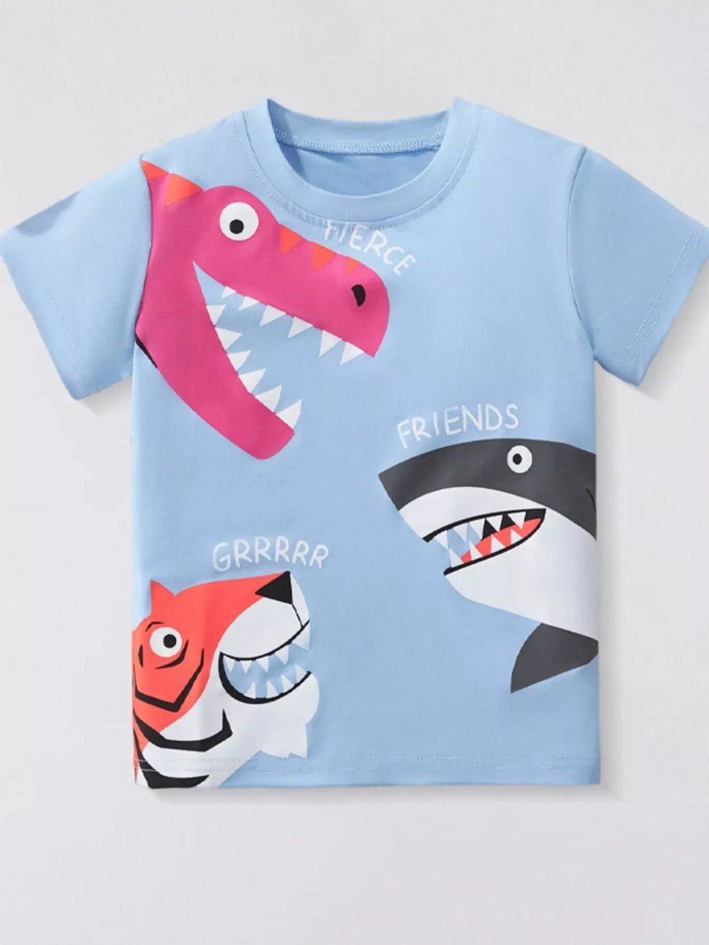 Children's Cartoon Animal Crew Neck T-Shirt