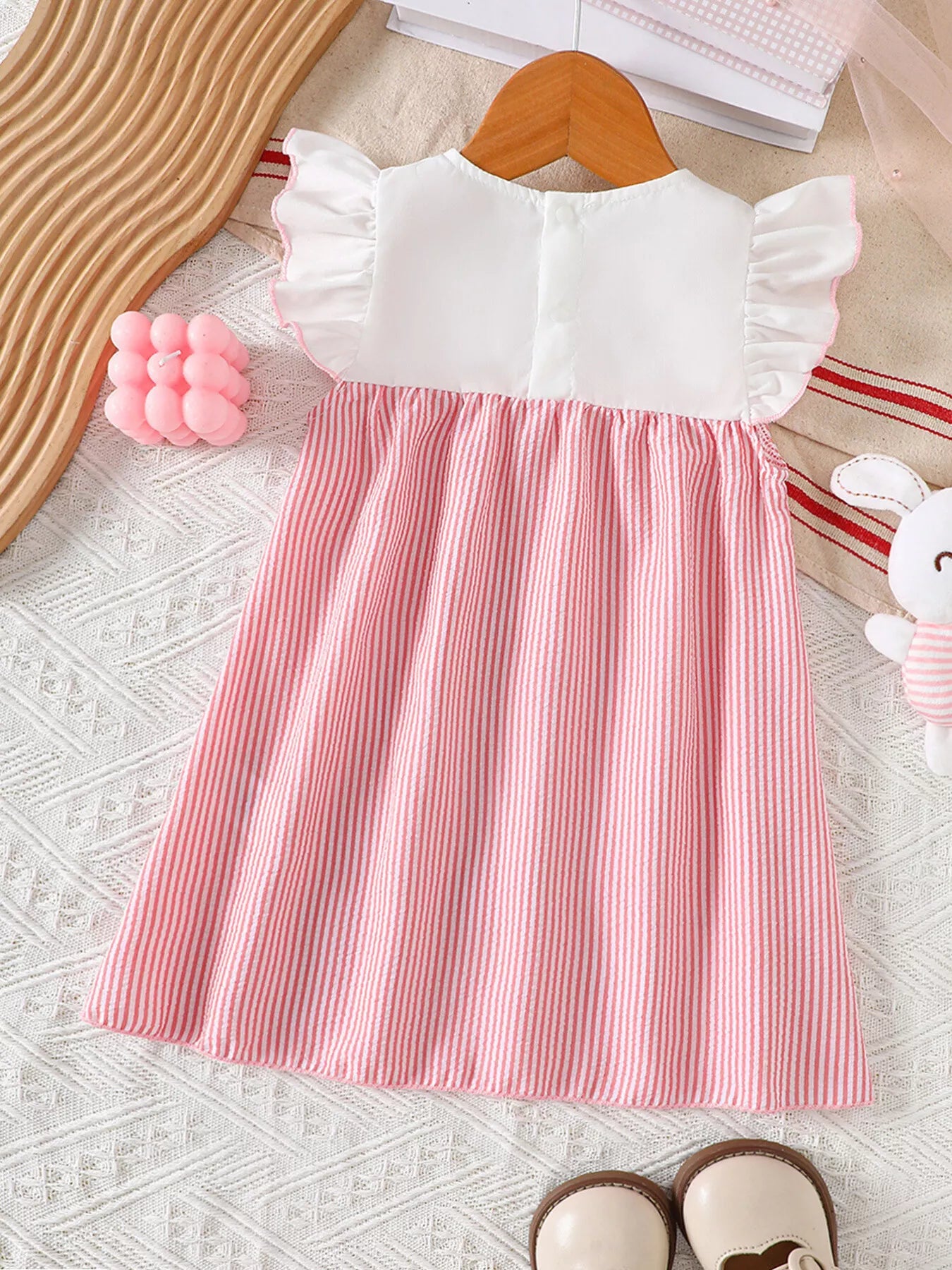 Children's Embroidered Striped Dress