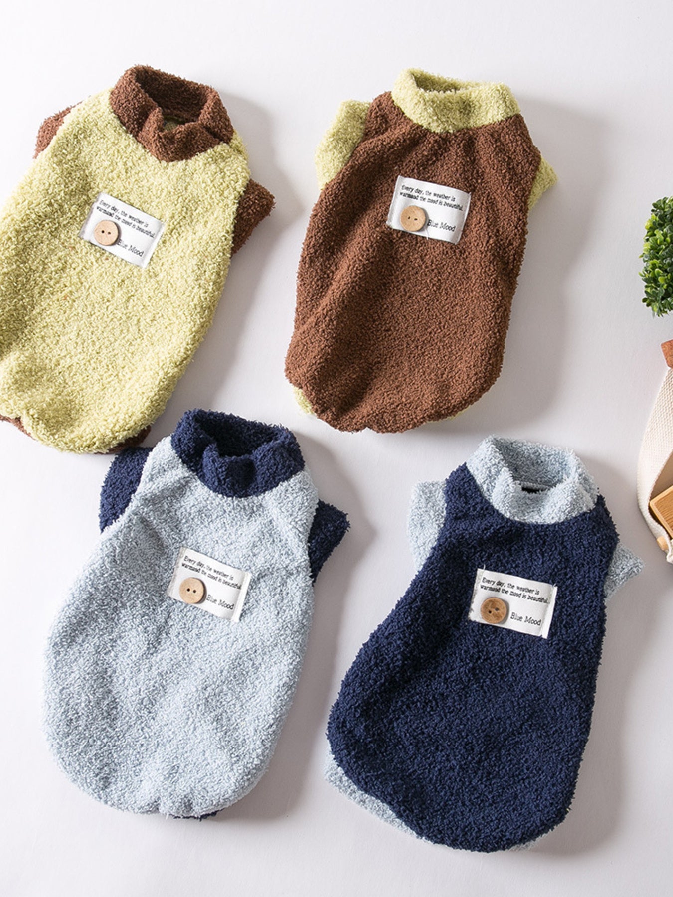 Fleece Pet Sweater with Button Decor