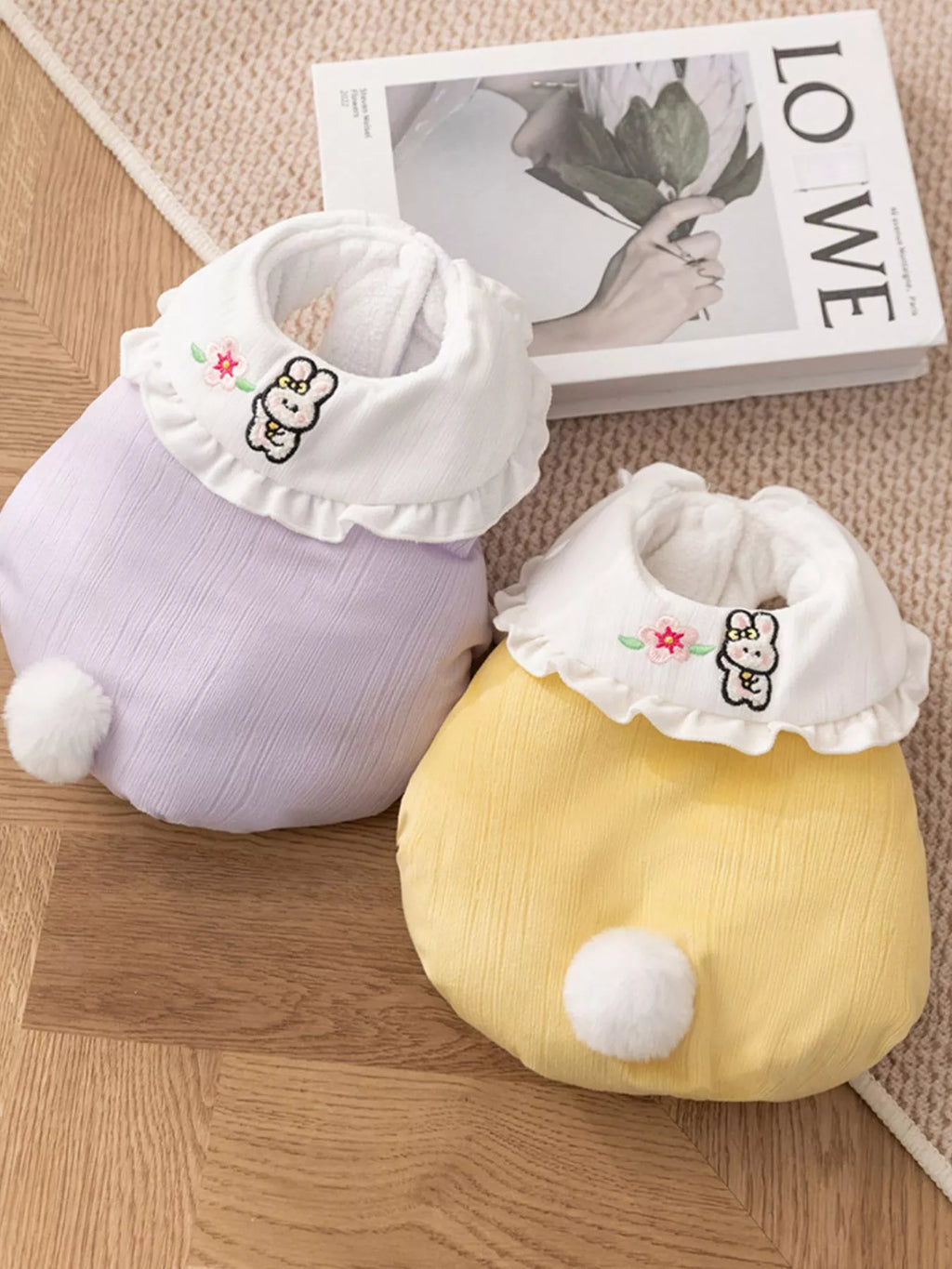 Button-Down Pet Jumpsuit with Ruffle Collar