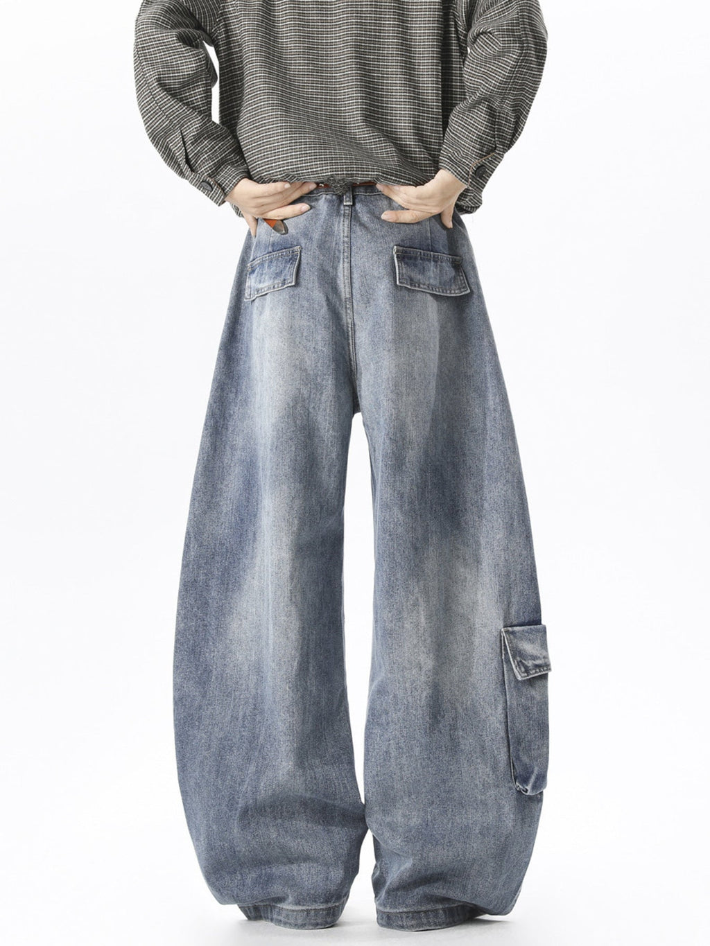 Men's Full Size Wide Leg Cargo Jeans Plus Size