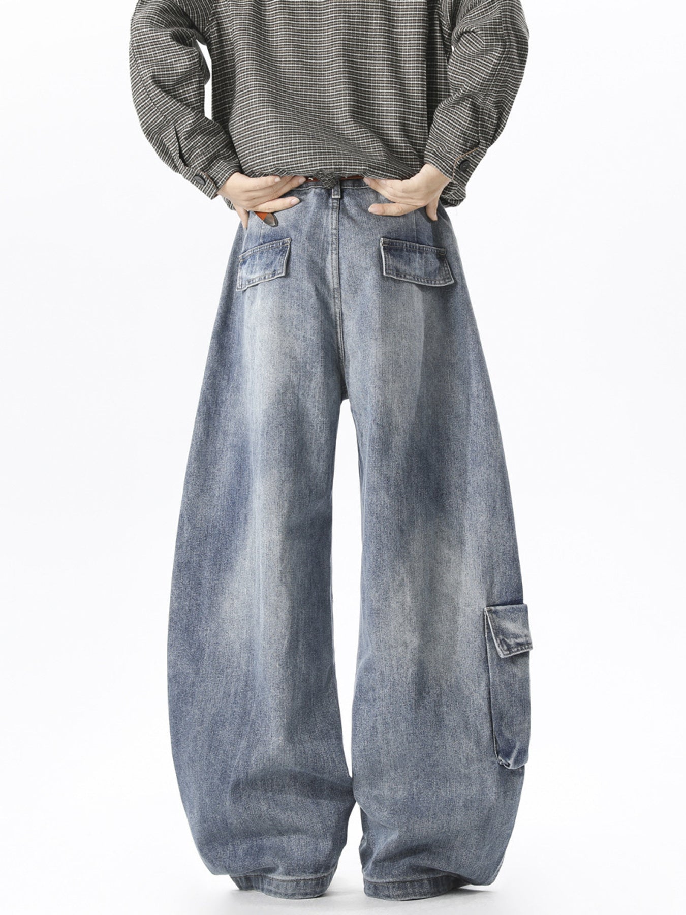 Men's Full Size Wide Leg Cargo Jeans Plus Size