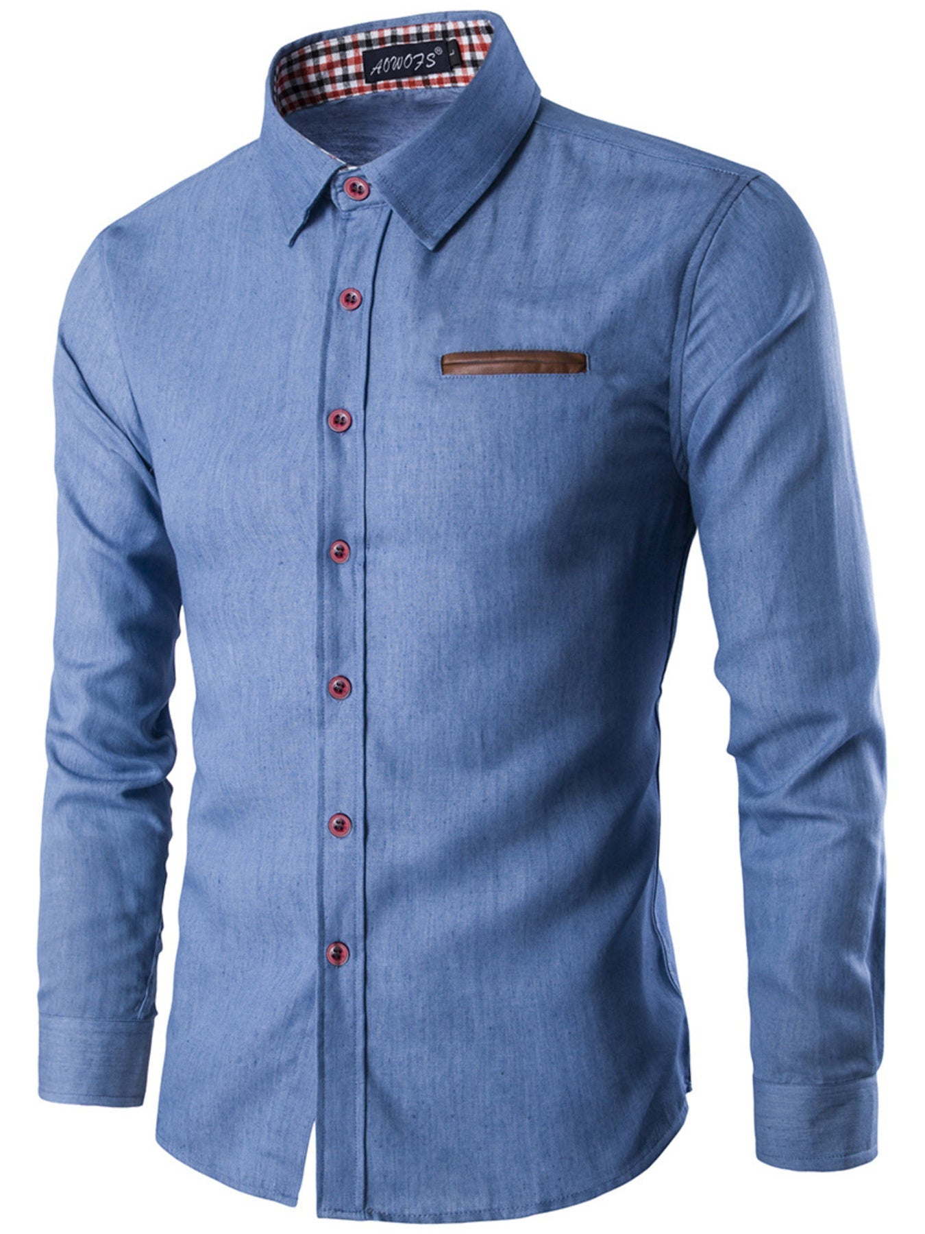 Men's Plus Size Casual Slim Fit Long Sleeve Denim Shirt