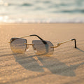 Gold Frame Cheetah Rimless Sunglasses – INS Hip-Hop Style