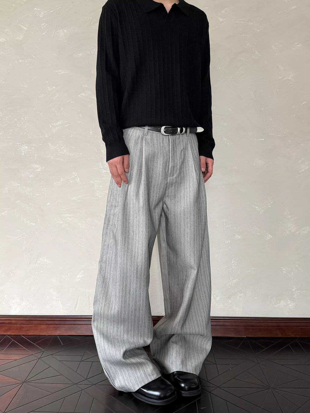 Men's Wide Leg Striped Pants