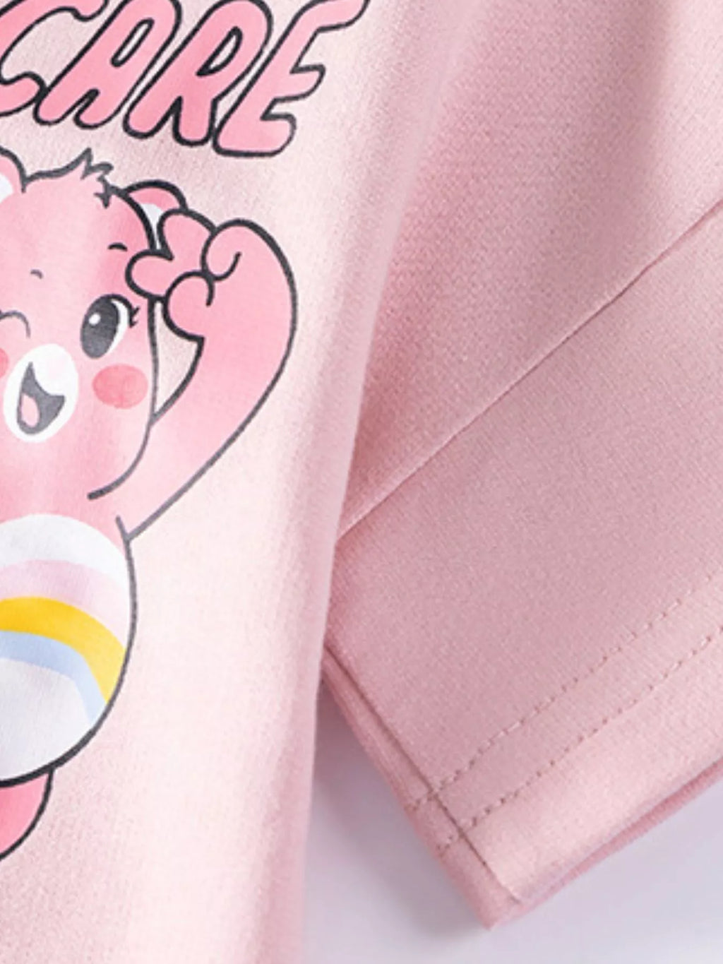 Children's Bear Graphic Short Sleeve Sweatshirt Dress