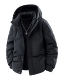 Men's Plus Size Snap Down Hooded Puffer Jacket