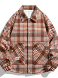 Men's Plus Size Houndstooth Pattern Button-Up Jacket