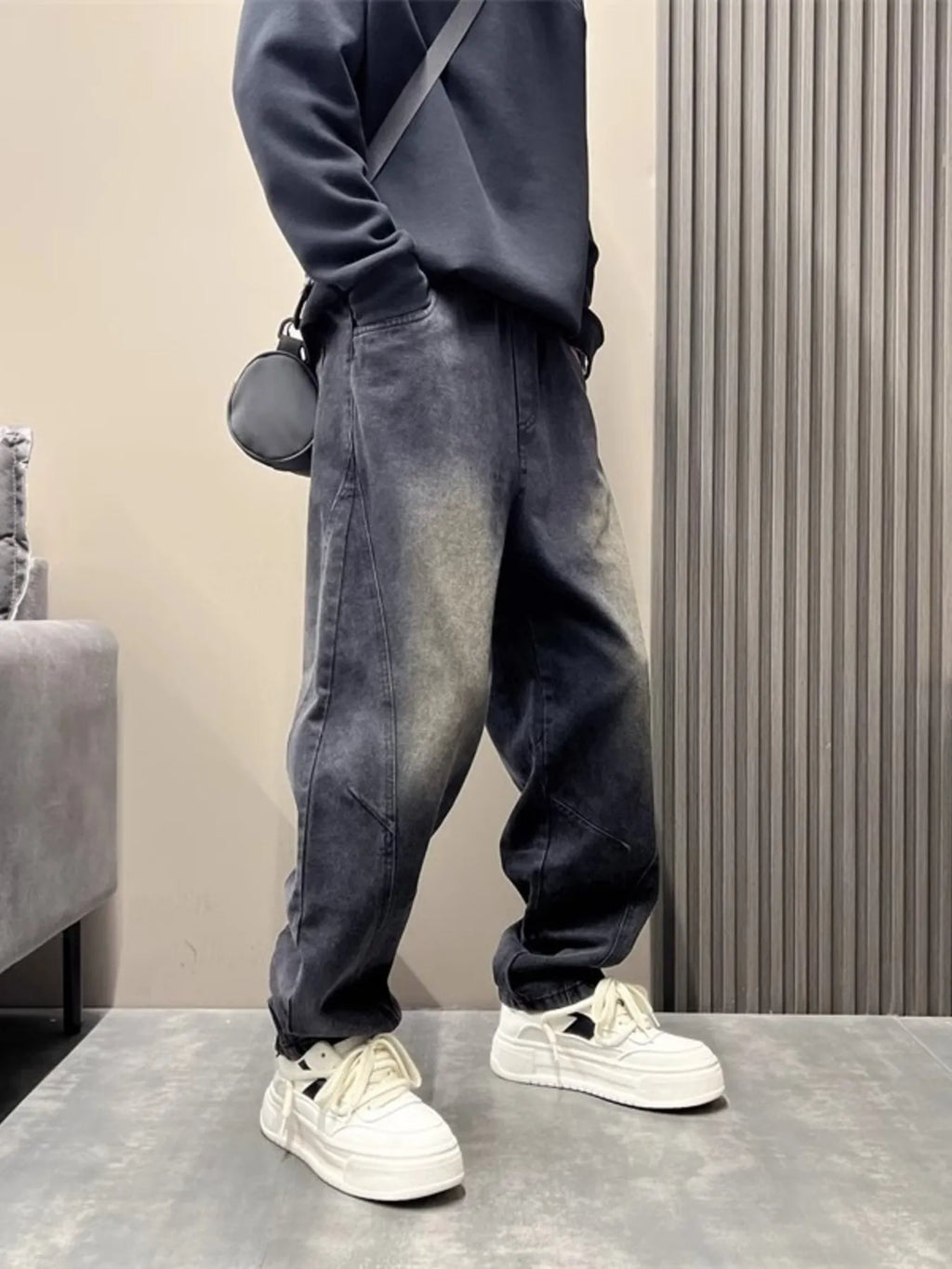 Men's Full Size Wash Loose Fit Jeans Plus Size