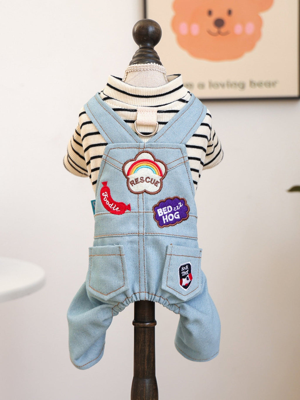 Denim Patchwork Pet Jumpsuit
