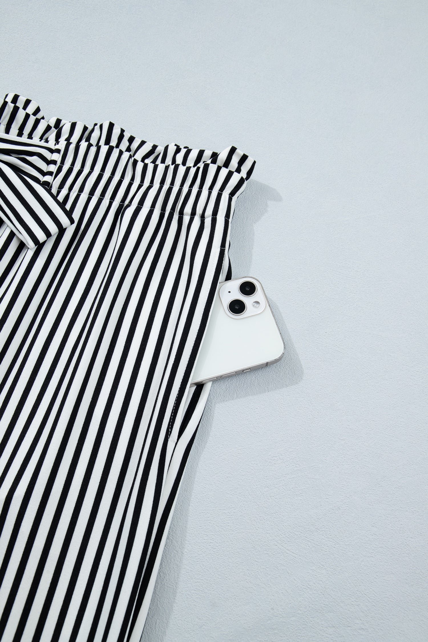 Black Stripe Plus Size Loose Straight Casual Pants