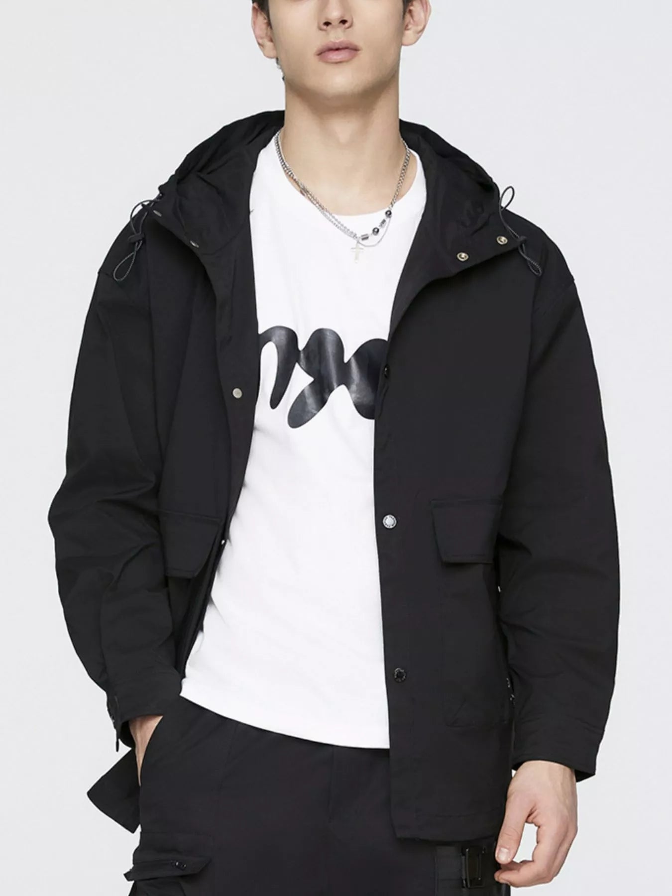 Men's Plus Size Urban Style Hooded Snap Down Jacket