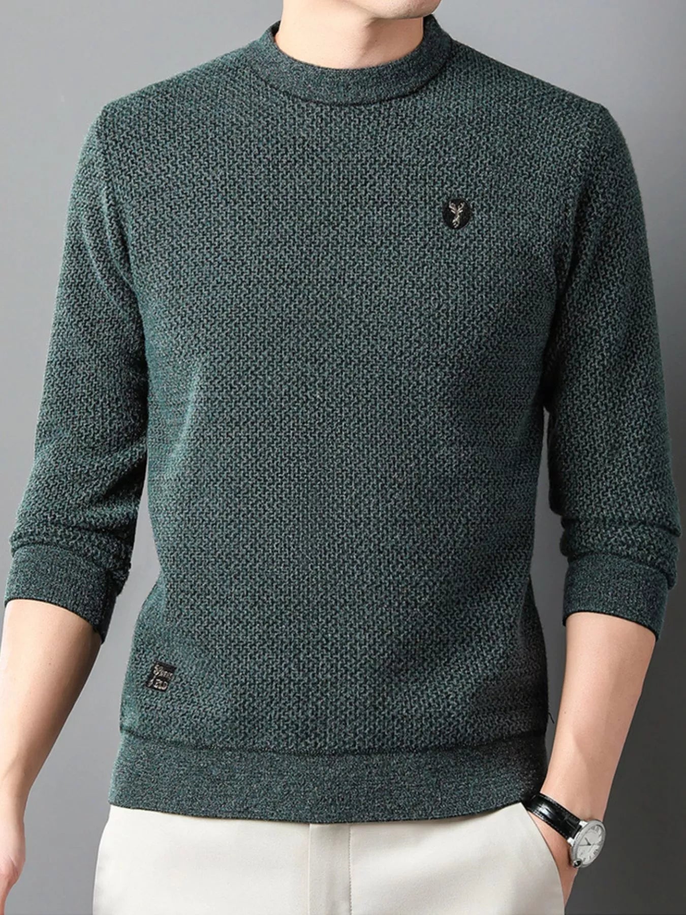 Men's Plus Size Textured Knit Mock Neck Sweater