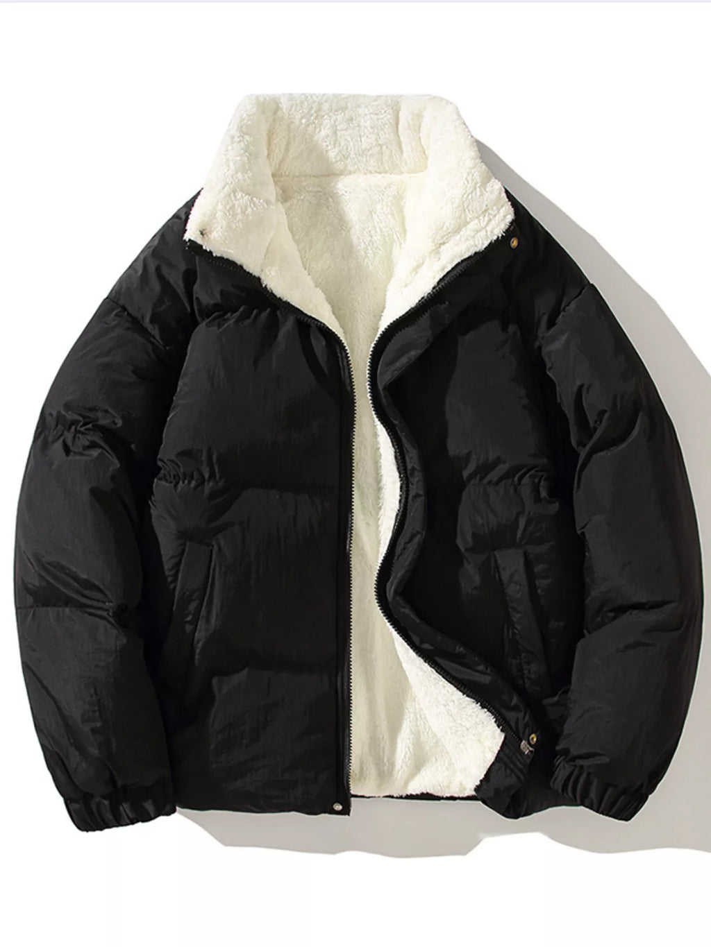 Men's Full Size Zip Up Fleece Puffer Jacket Plus Size