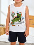 Children's Lizard Round Neck Tank and Shorts Set