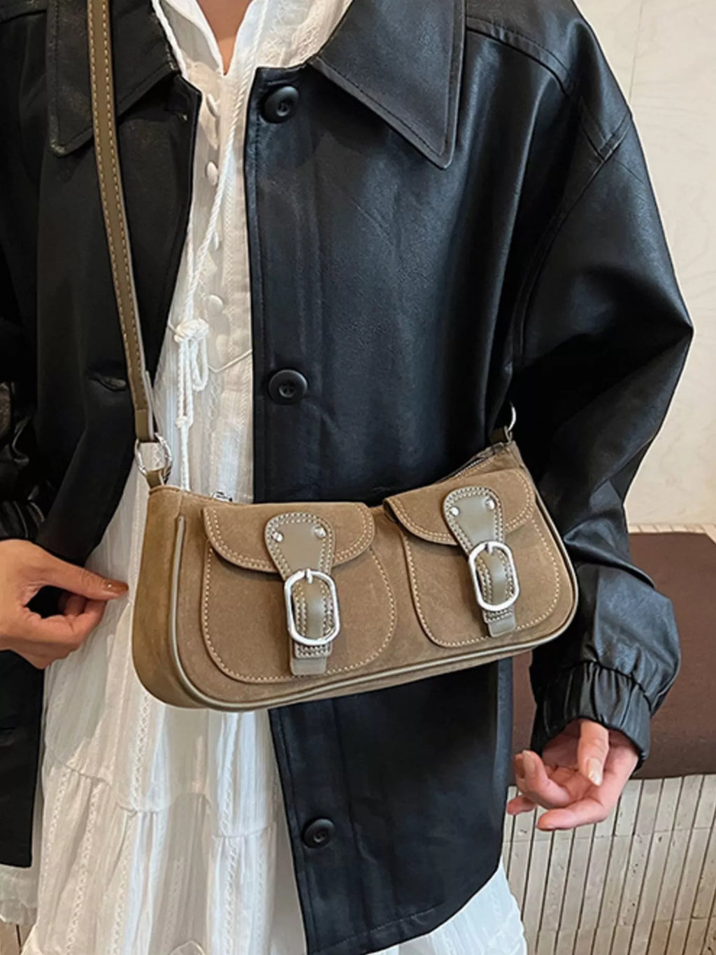 Buckle Decor Shoulder Bag