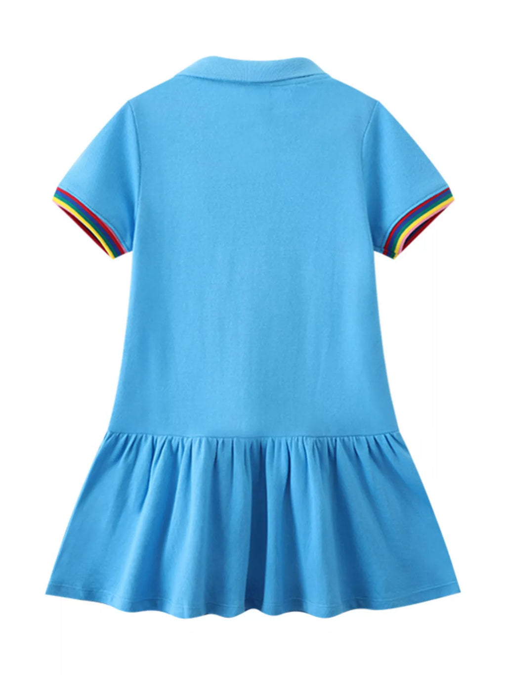 Children's Unicorn Embroidered Ruffled Polo Dress