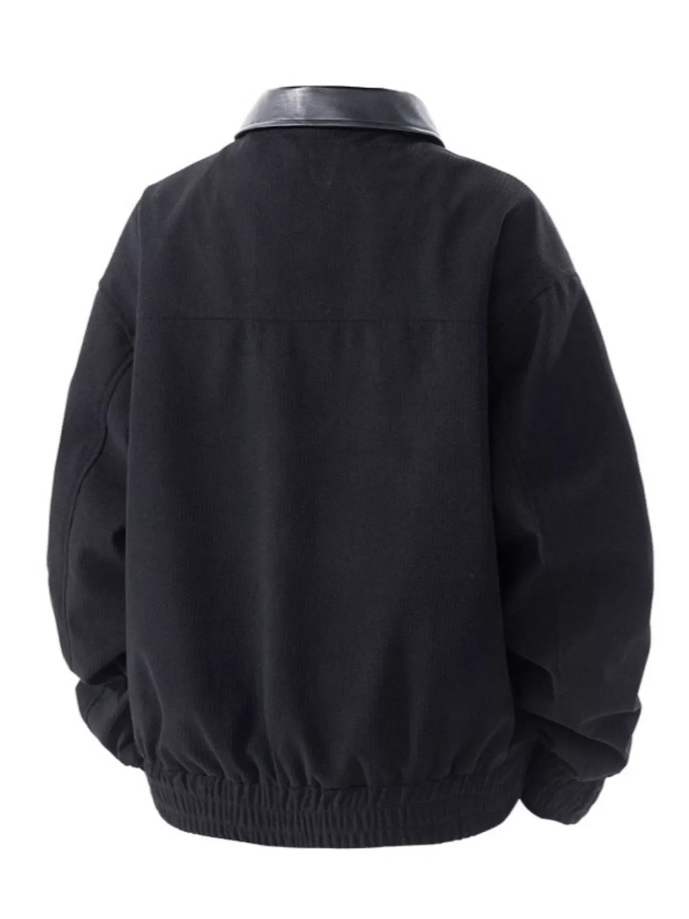 Men's Plus Size Zip Up Corduroy Jacket with Leather Collar
