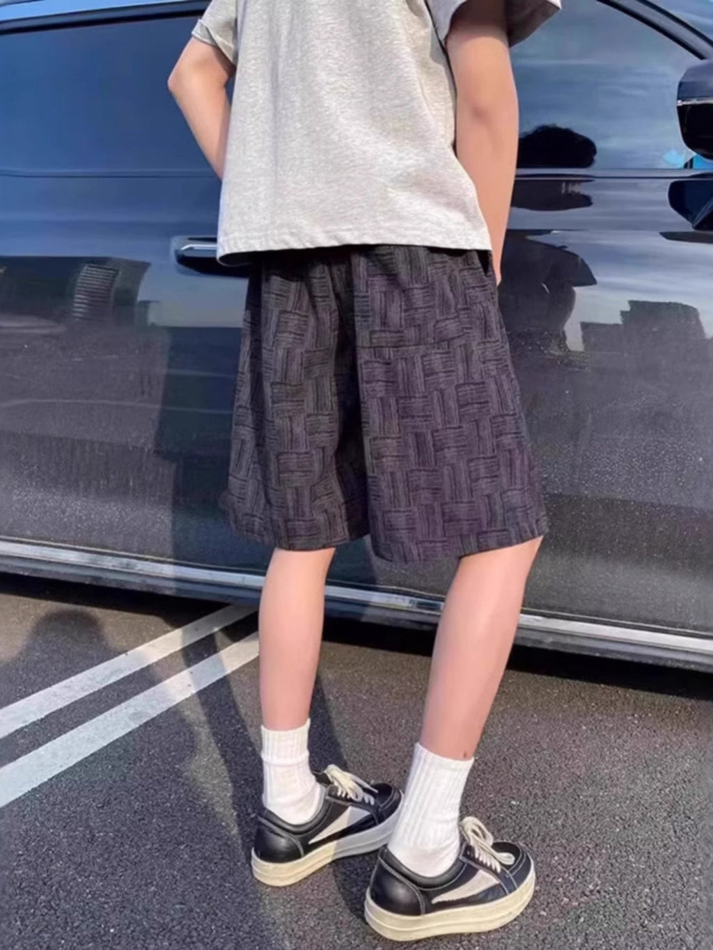 Men's Plus Size Textured Drawstring Casual Shorts