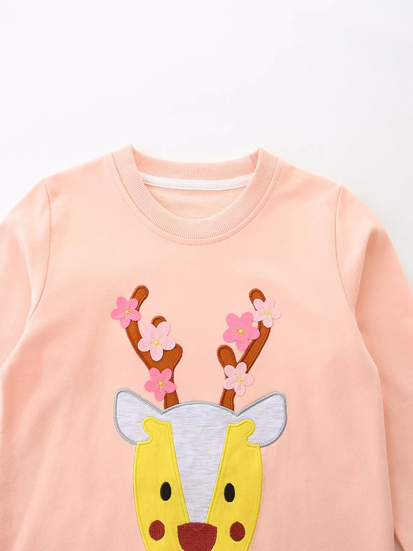 Children's Reindeer Applique Round Neck Sweatshirt