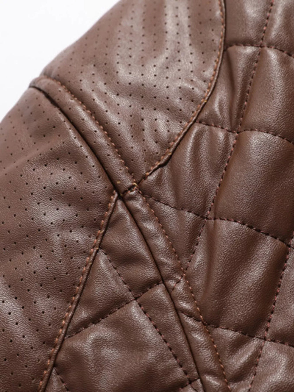 Men's Plus Size Quilted Faux Leather Bomber Jacket