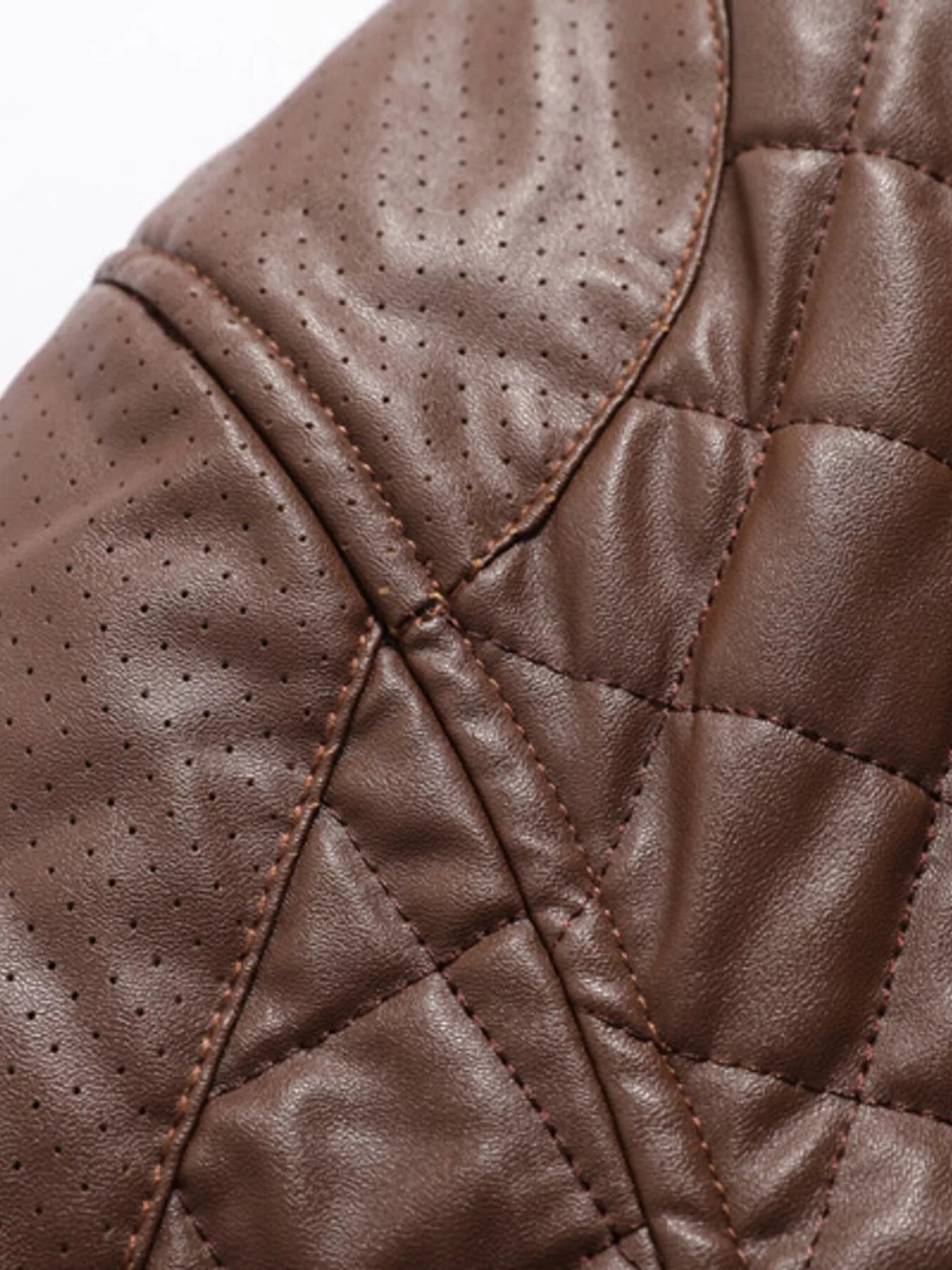 Men's Plus Size Quilted Faux Leather Bomber Jacket