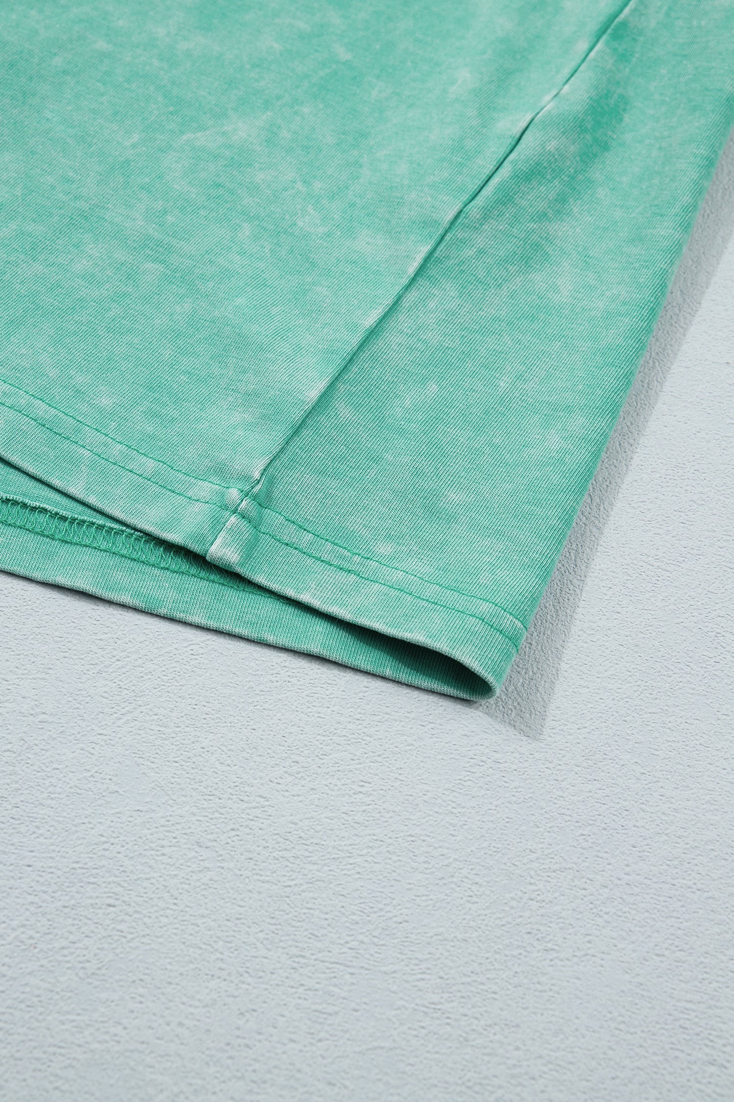 Mint Green Solid Color Cotton Mineral Washed Oversize Tee