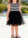 Children's Striped Sleeveless Tulle Dress
